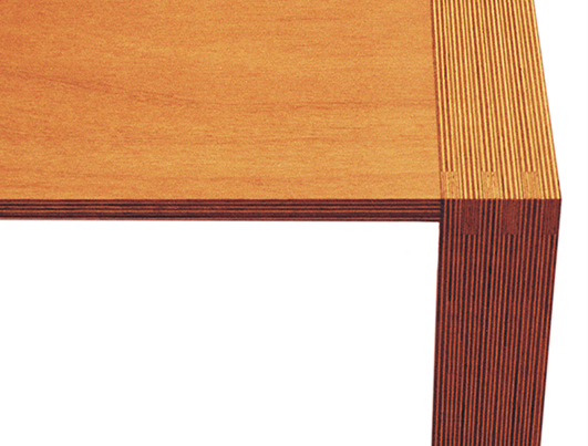 image of benovento designed timber dinning table, hardwood plywood used with the end grain used as a feature