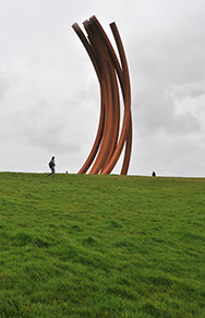 image of a bernar venet sculpture at Gibbs farm in New Zealand