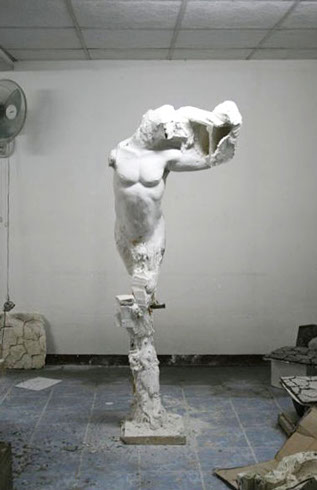 image of kevin christisons sculpture His totem, 2009, cast bronze, in progress