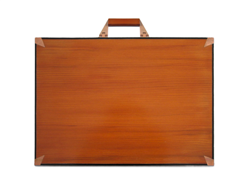 Beautiful handmade Redwood timber briefcase with inlaid copper fittings and handle