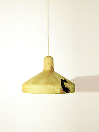 image of charcoal line designed hanging mango wood light